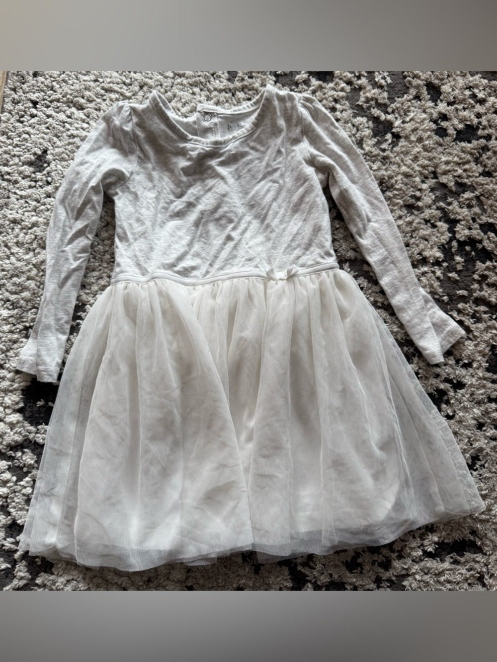 Girl CARTER’S gray White L/s Tulle Party Dress Sz 3T EUC birthday